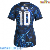 Camisa de time de futebol Argentina Lionel Messi #10 Replicas 2º Equipamento Feminina Mundo 2026 Manga Curta